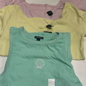 Bundle of 3 Pastel Tank Top Set - Pink, Yellow mint new with tags size Large